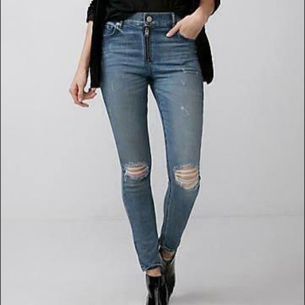 EXPRESS High Rise Stretch + Performance Ankle Legging Denim Jeans Size 8